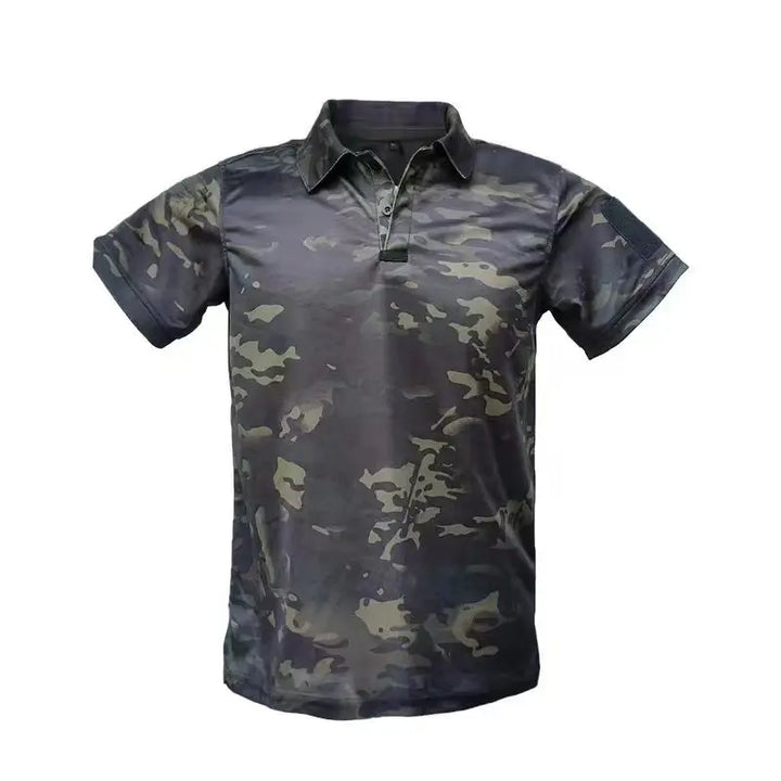 Quick Dry Military Style Men's Sports Polo Shirt in Camouflage Pattern