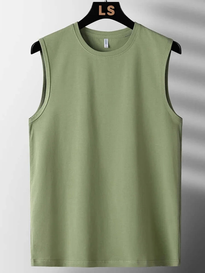 Comfortable green plus size tank top for men, perfect for casual outings and workouts.