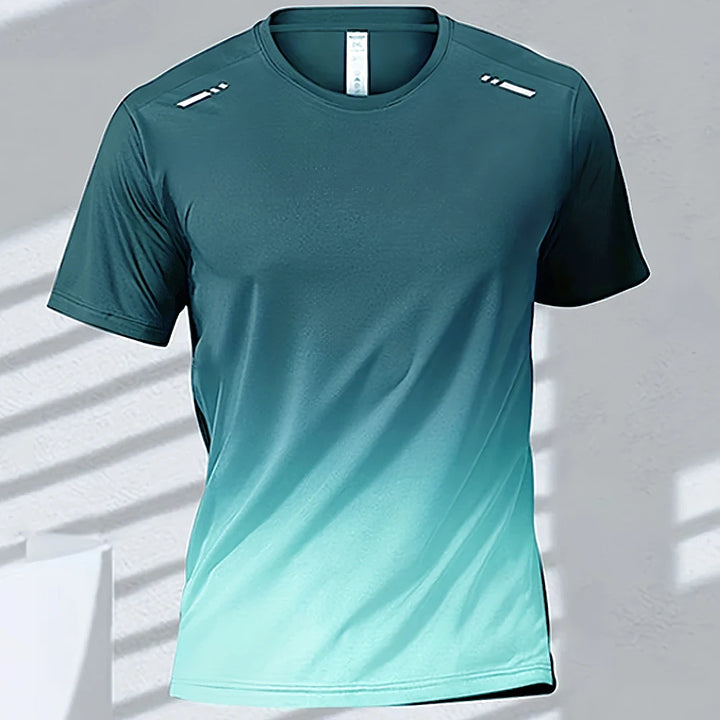 Gradient colour unisex activewear t-shirt in teal and light teal, perfect for sports and casual wear at AWESIZE