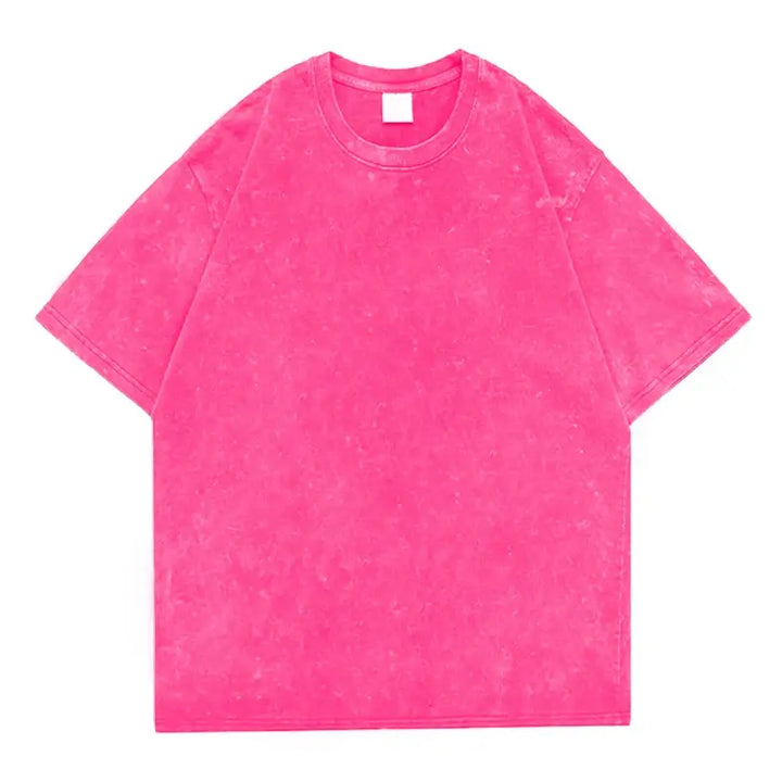 Pink unisex vintage wash oversized t-shirt from the Vintage Wash Oversized Collection, suitable for men and women sizes S to 2XL.