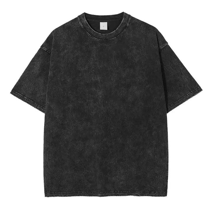 Unisex oversized vintage wash t-shirt in black, featuring a relaxed fit from the S-2XL collection for men and women.