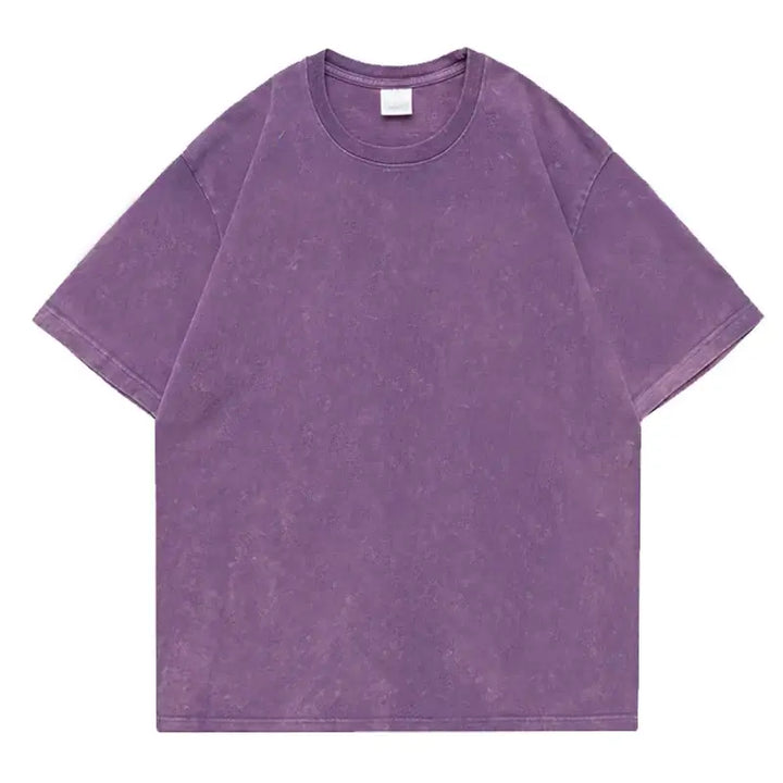 Vintage wash purple oversized t-shirt for men and women, unisex style, S-2XL, comfortable fit, casual fashion.