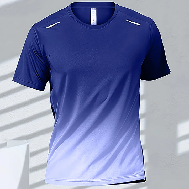 Gradient colour unisex activewear t-shirt in blue shade, perfect for sports and casual wear at AWESIZE