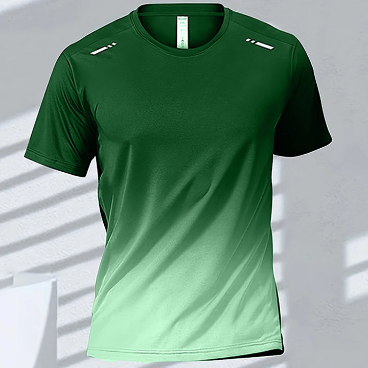 Gradient colour unisex activewear t-shirt in green shade, perfect for sports and casual wear at AWESIZE