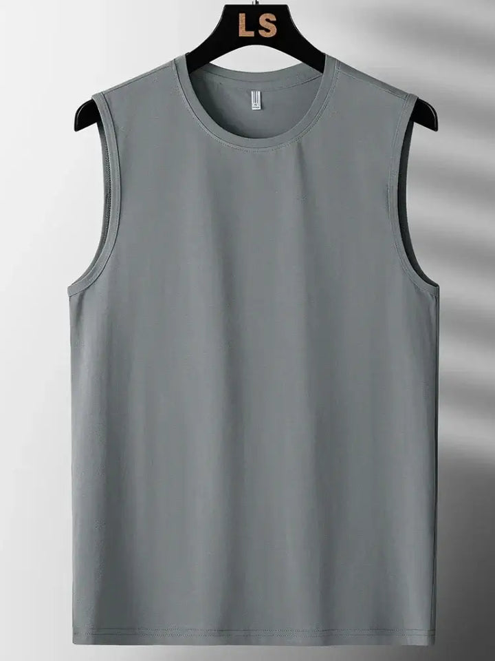 Comfortable gray plus size tank top for men, perfect for workouts and casual wear.