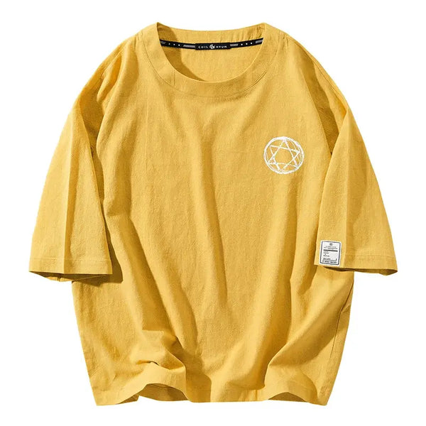 Plus Size Men’s Cotton T-Shirt in Cool Yellow, available sizes M-8XL