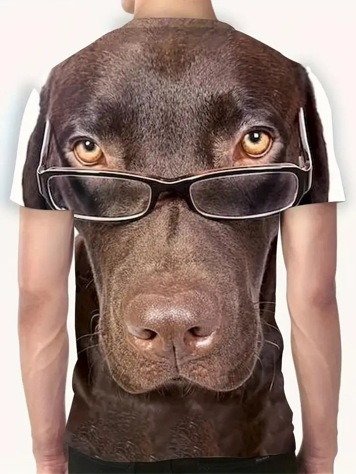 Dog Head Printed Men's T-Shirt for Men with back look