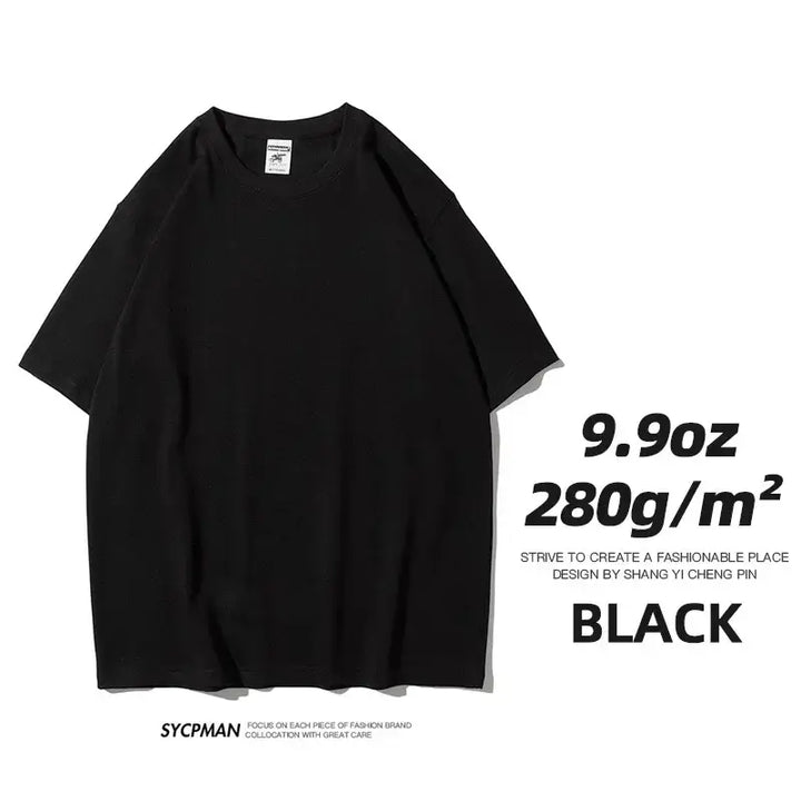 Black oversized unisex cotton t-shirt with 280gm fabric, showcasing comfort and style from the collection.