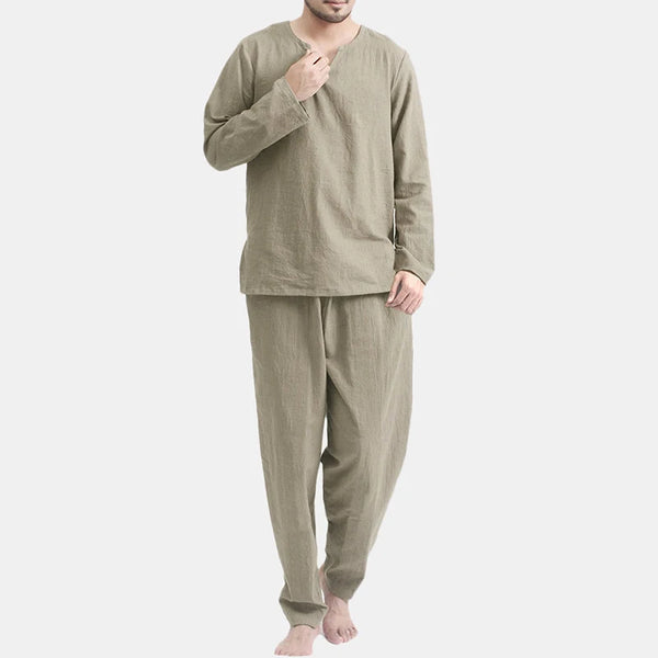 Solid Colour Men's T-Shirt & Pyjama Night Wear Sets