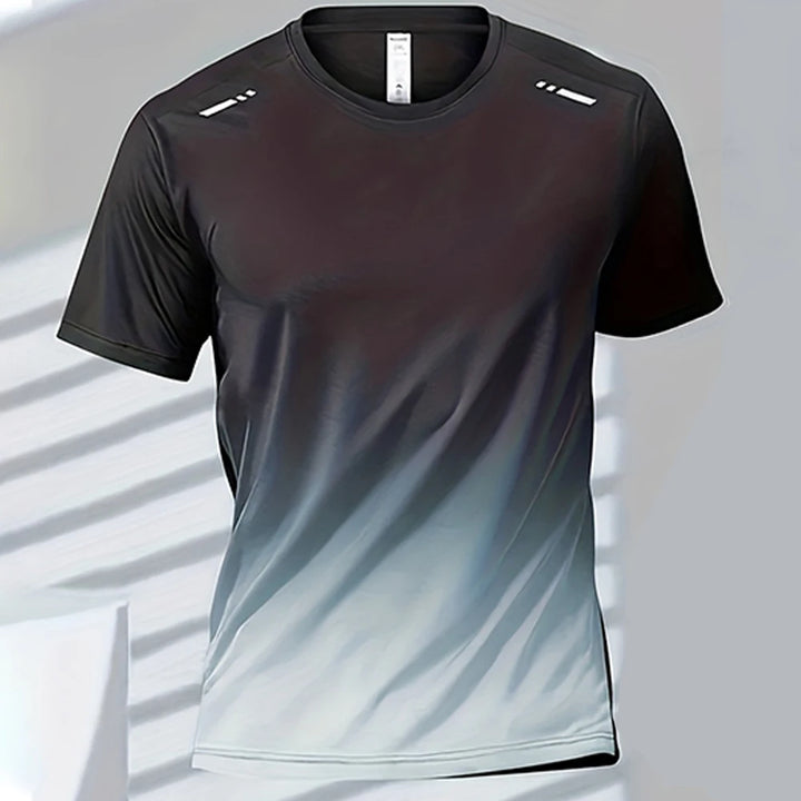 Gradient colour unisex activewear T-shirt featuring a stylish design and 3D printing technology for comfort and performance.