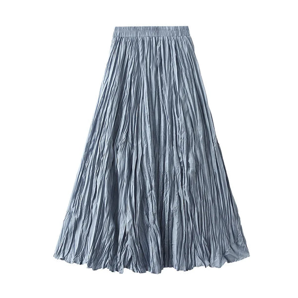 Casual fashion pleated skirt in solid grey, high-quality polyester, ideal for any occasion, available at AWESIZE.