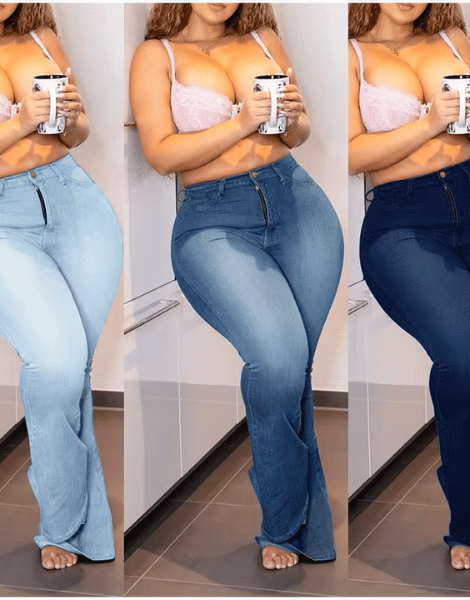 Curvy Women Skinny Bell Bottom Jeans